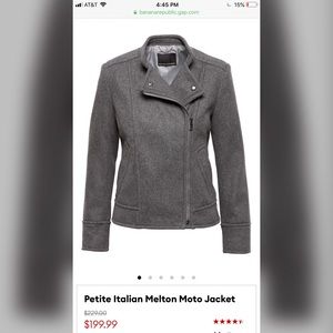 Banana Republic Petite Moto Jacket Gray NWOT